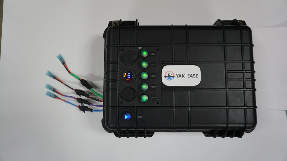 Yak-Ease Power Pak Kayak, Camping. Duck Boat, small Boat  and off grid Power Box - Connect-Ease. Connect all your marine equipment with ease.