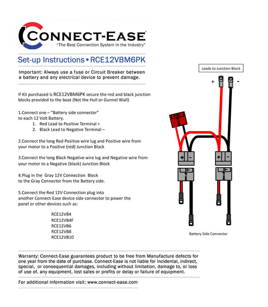 Outboard Motor Dual Battery Connection Kit 6 AWG - RCE12VBM6PK - Connect-Ease. Connect all your marine equipment with ease.