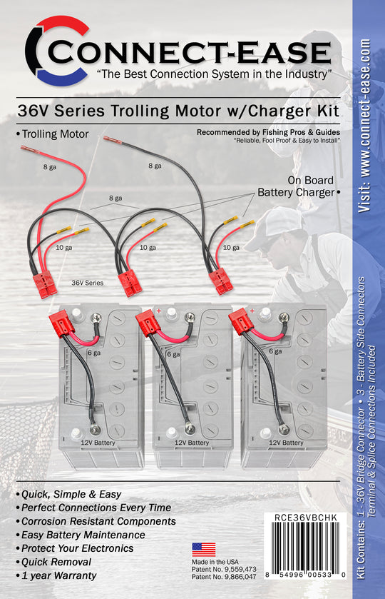 36 Volt Series Trolling Motor Connection Kit with On-board Charging (RCE36VBCHK) - Connect-Ease. Connect all your marine equipment with ease.