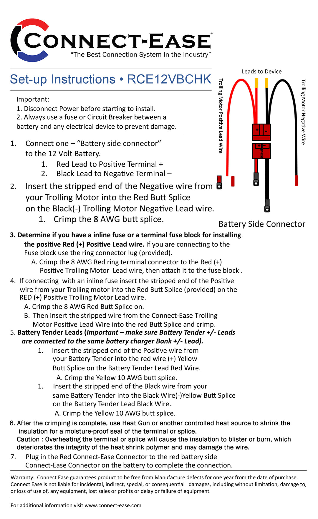 12 Volt Trolling Motor Kit with On-Board Charging Connection (RCE12VBCHK) - Connect-Ease. Connect all your marine equipment with ease.