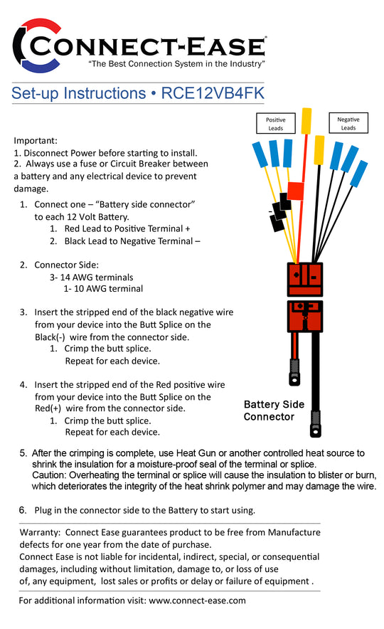 12 Volt Multi (4) Fused Connection Kit Fuses Included (RCE12VB4FK) - Connect-Ease. Connect all your marine equipment with ease.