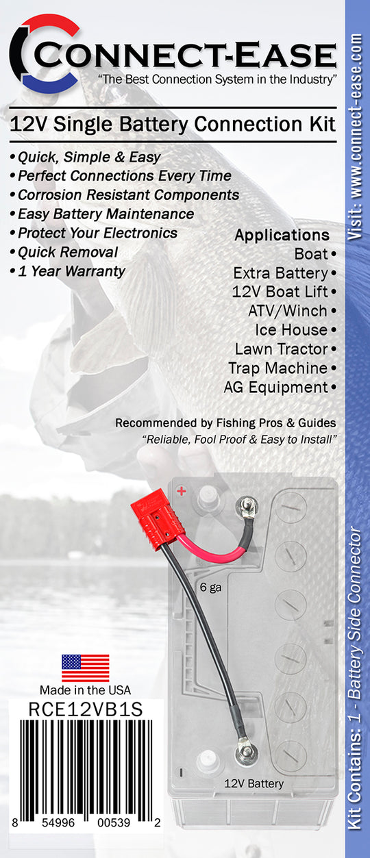 12 Volt Battery Connector (RCE12VB1S) - Connect-Ease. Connect all your marine equipment with ease.