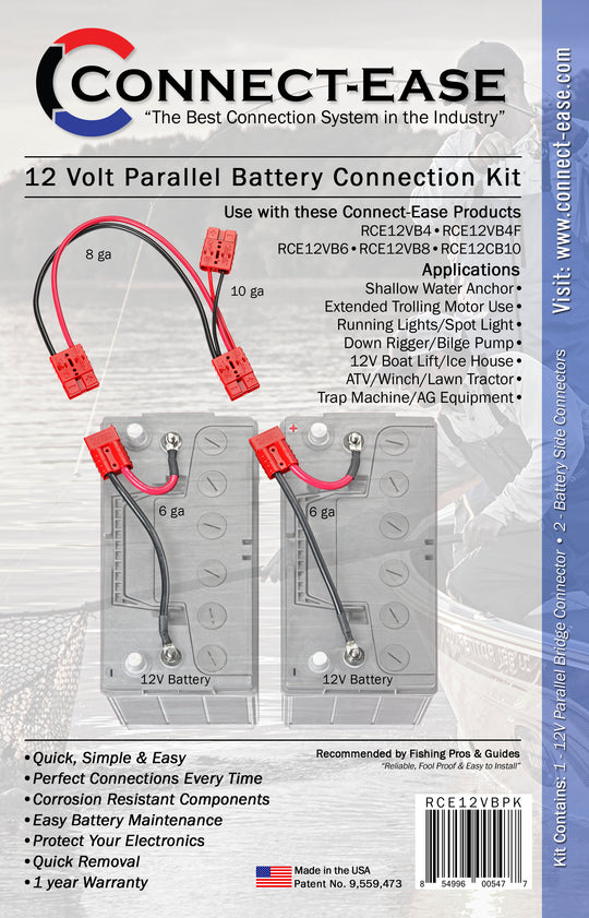 12 Volt Parallel Battery Connection Kit (RCE12VBPK) - Connect-Ease. Connect all your marine equipment with ease.