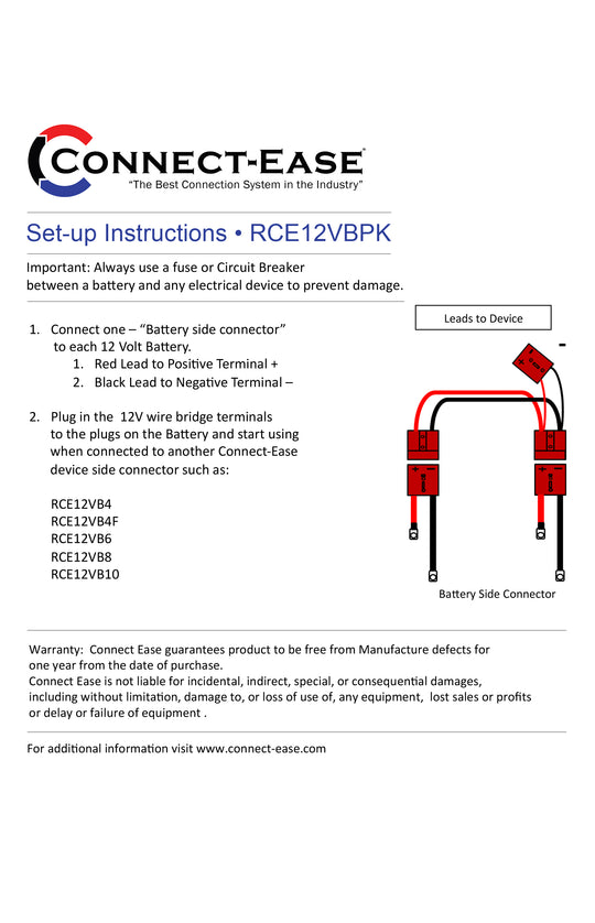 12 Volt Parallel Battery Connection Kit (RCE12VBPK) - Connect-Ease. Connect all your marine equipment with ease.