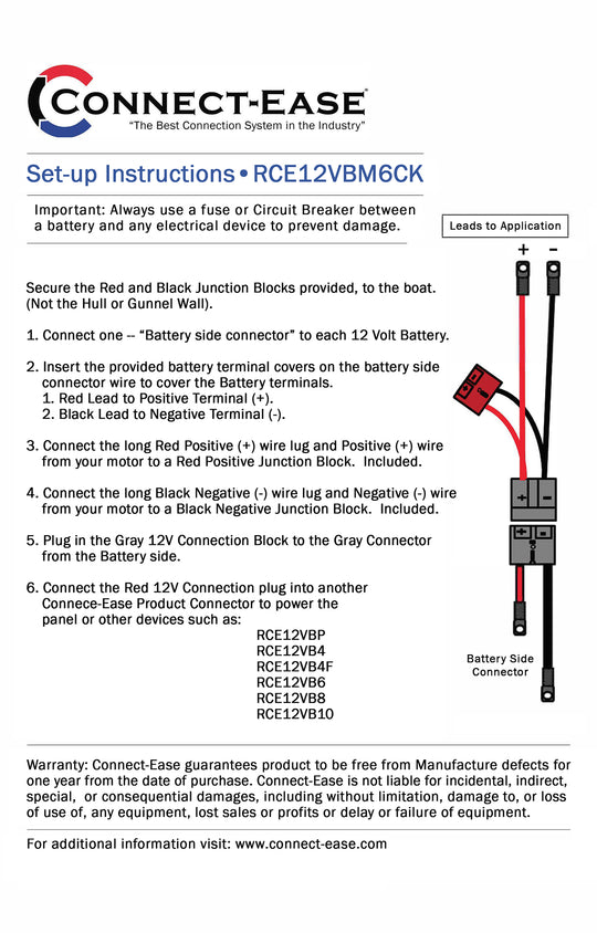 12 Volt Starting Motor w/Accessory Complete Kit - RCE12VBM6CK - Connect-Ease. Connect all your marine equipment with ease.