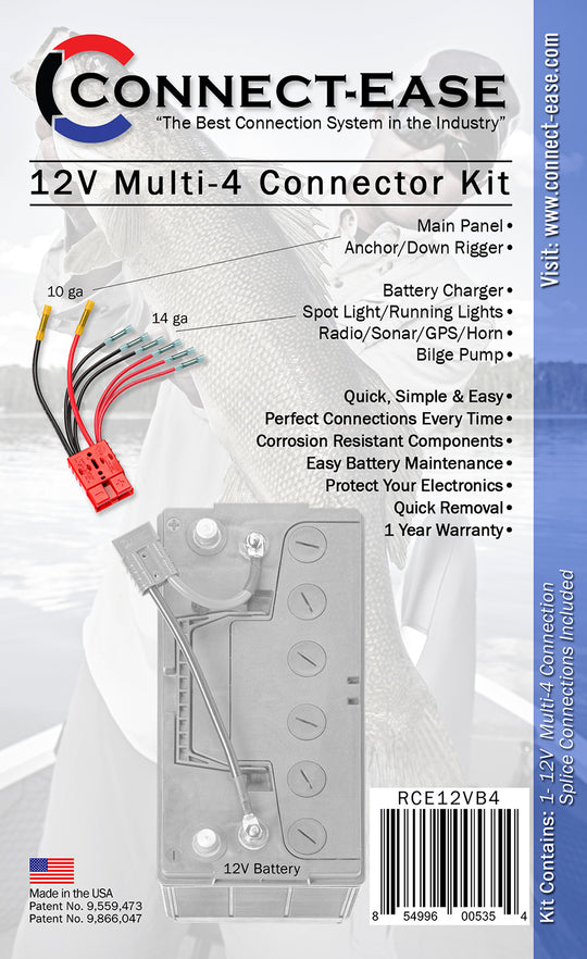 Multi Four (4) Connector (RCE12VB4) - Connect-Ease. Connect all your marine equipment with ease.