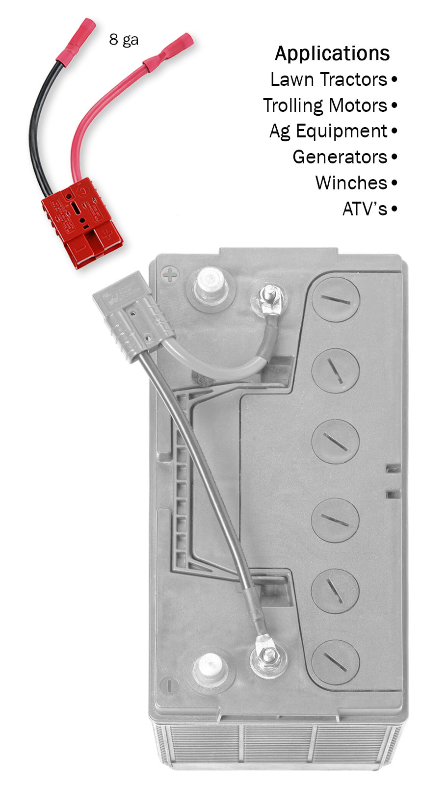 12 Volt Single 8-Gauge Trolling Motor Connector - (RCE12VB8) - 8 gauge quick connect - Connect-Ease. Connect all your marine equipment with ease.