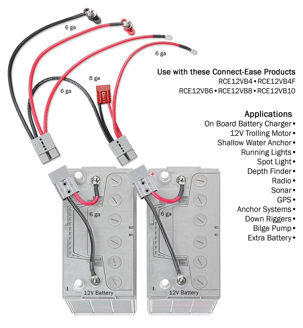 Outboard Dual Battery Isolator/ACR & Accessories Kit - RCE12VBM6IK - Connect-Ease. Connect all your marine equipment with ease.