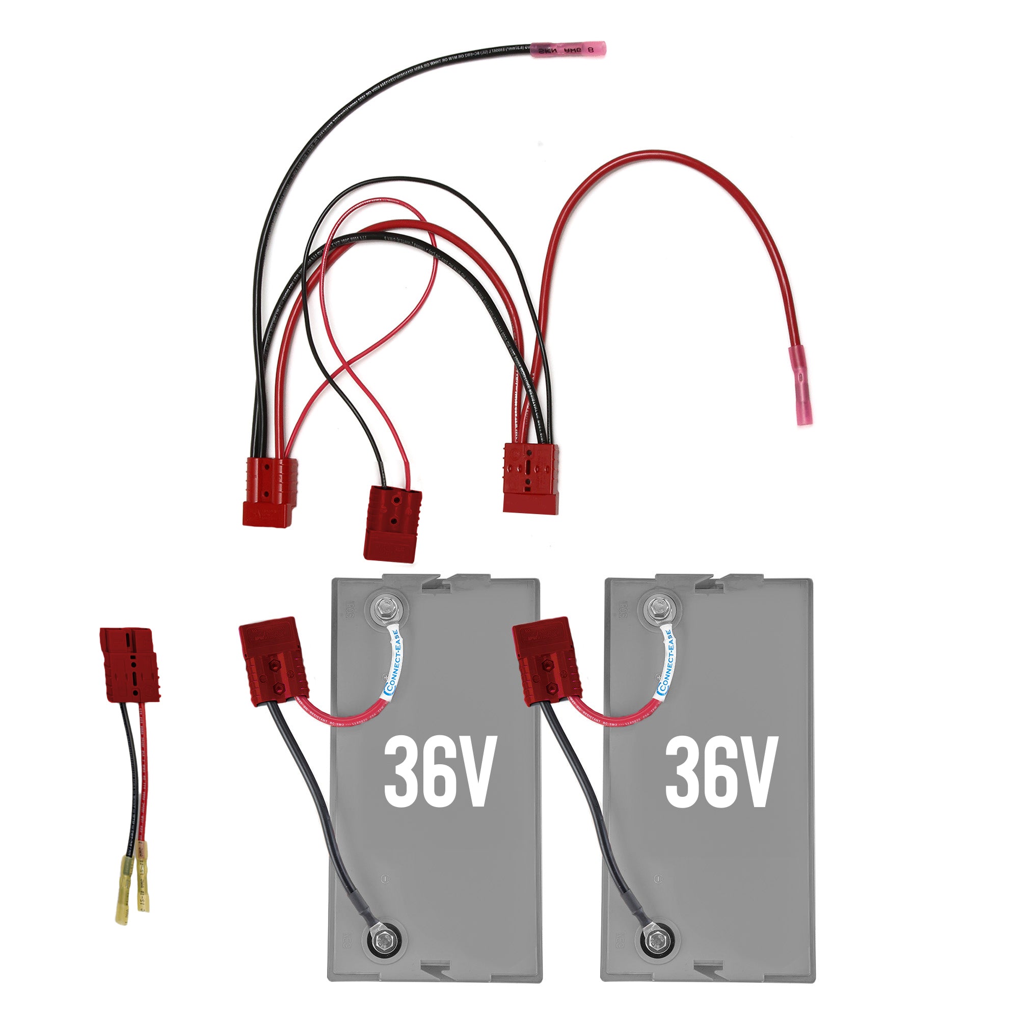 "Double Time" 36V parallel Kit for (2) 36V batteries to (1) 36V trolling motor W charging Leads - Connect-Ease. Connect all your marine equipment with ease.