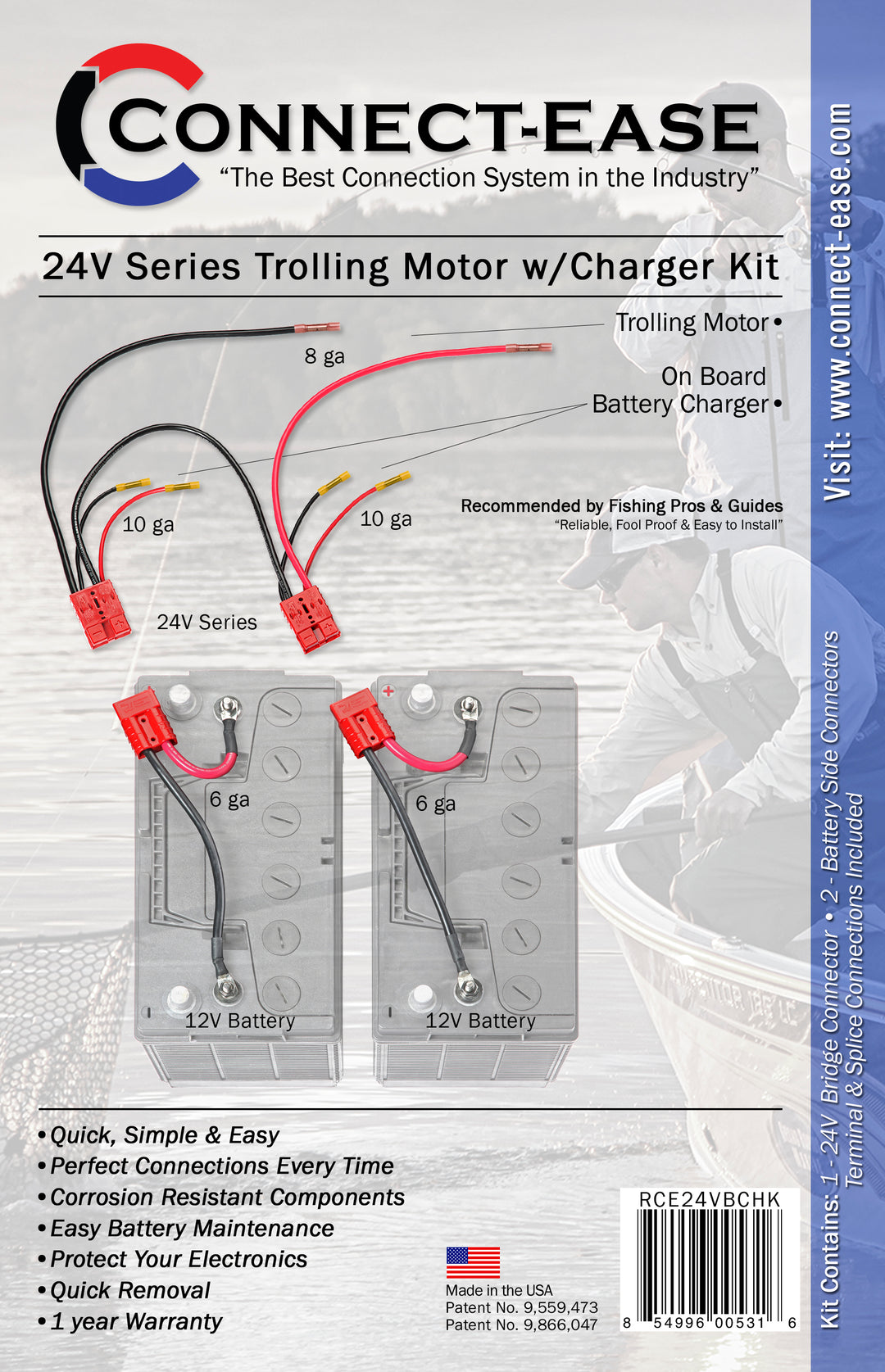 24 Volt Series Trolling Motor Connection Kit with On-Board Charging (RCE24VBCHK) - Connect-Ease. Connect all your marine equipment with ease.