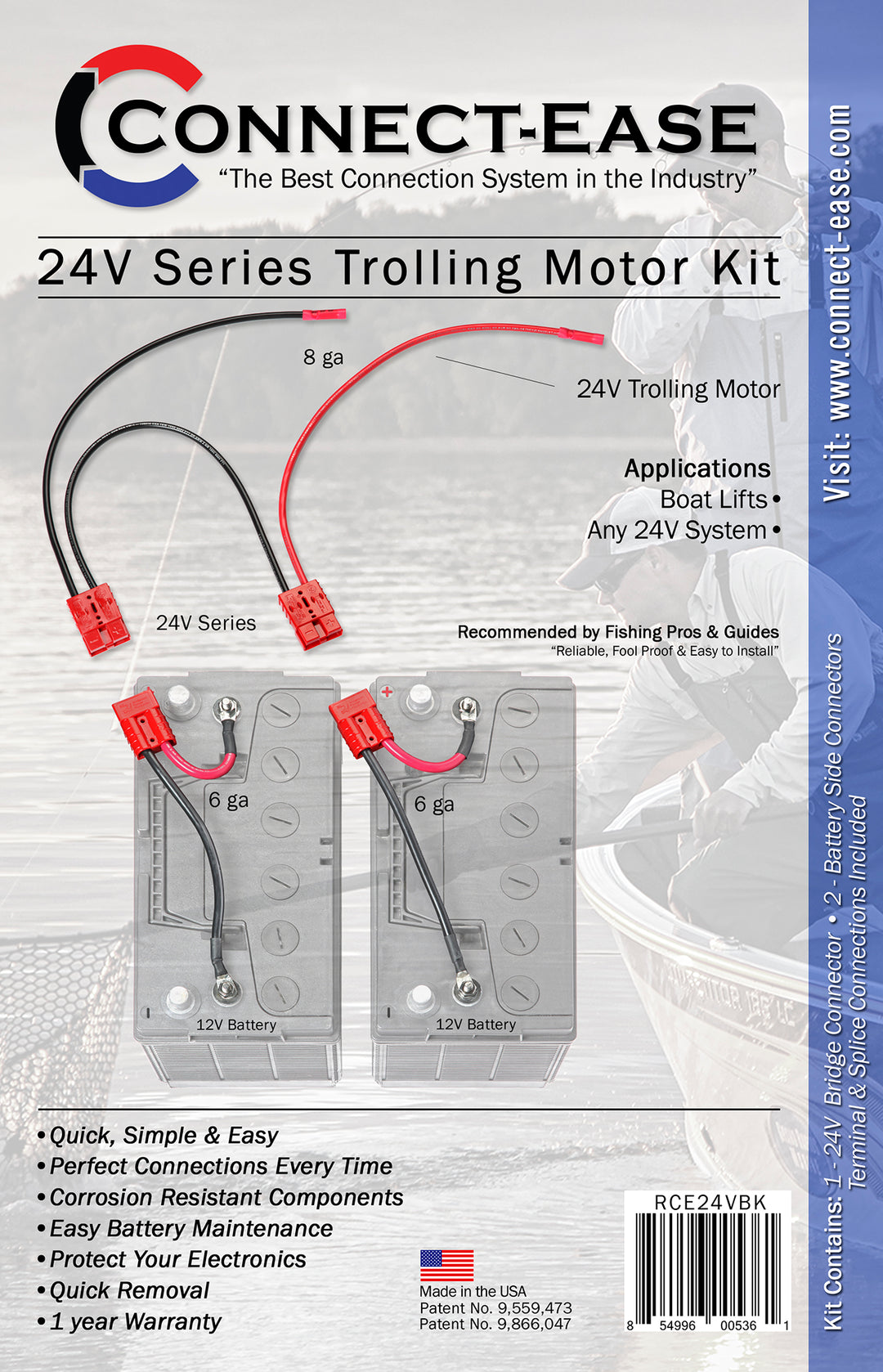 24 Volt Trolling Motor Connection Kit (with out On-Board Charging) (RCE24VBK) - Connect-Ease. Connect all your marine equipment with ease.