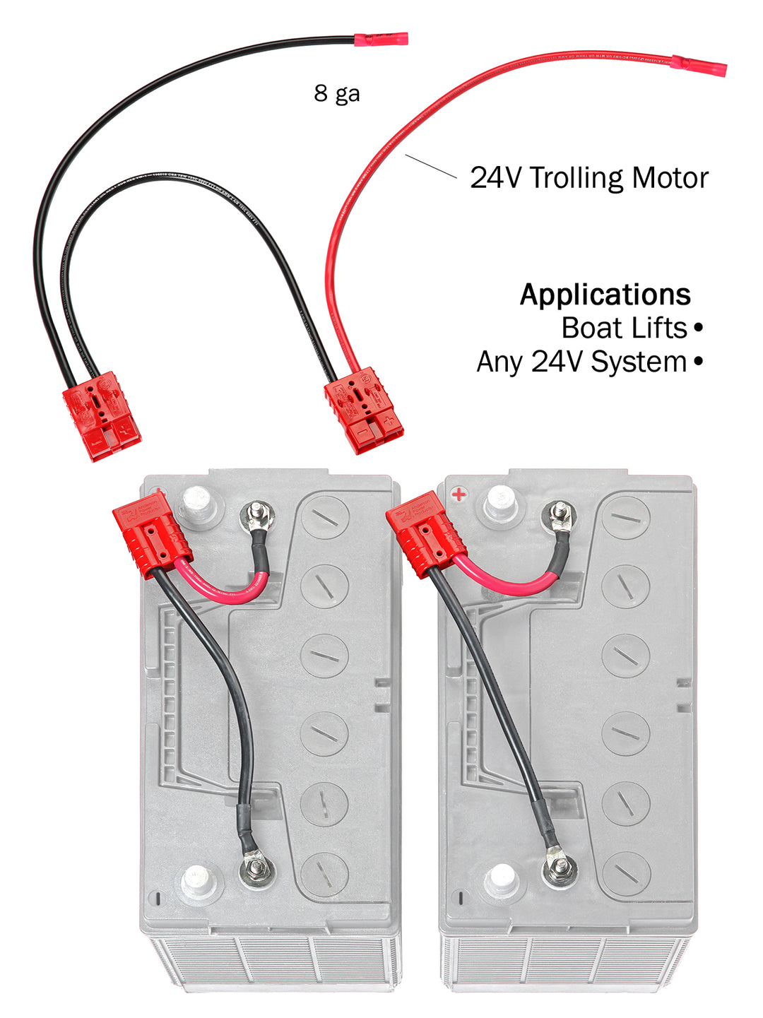24 Volt Trolling Motor Connection Kit (with out On-Board Charging) (RCE24VBK) - Connect-Ease. Connect all your marine equipment with ease.