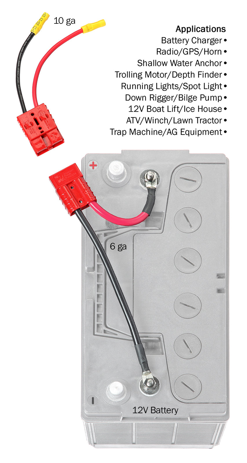 (CE12VBTK) 12 Volt Single 10 Gauge Connection Kit with Heat Shrink Lithium  Compatible