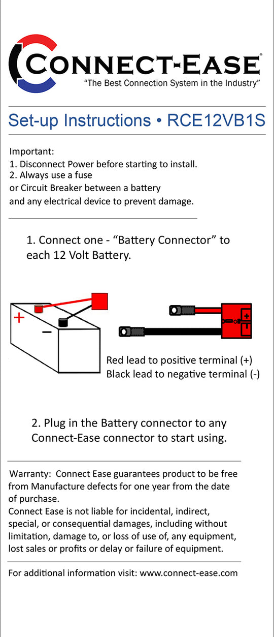 12 Volt Battery Connector (RCE12VB1S) - Connect-Ease. Connect all your marine equipment with ease.