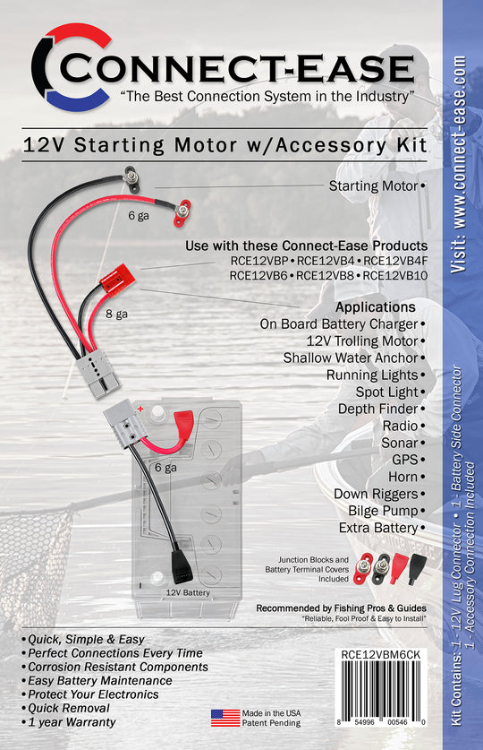 12 Volt Starting Motor w/Accessory Complete Kit - RCE12VBM6CK - Connect-Ease. Connect all your marine equipment with ease.