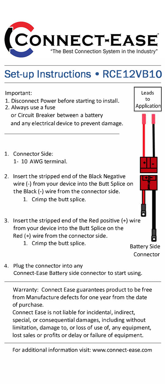 RCE12VB10 12 Volt Battery Connectors. 12 Volt 10-Gauge Single Connection RCE12VB10) - Connect-Ease. Connect all your marine equipment with ease.